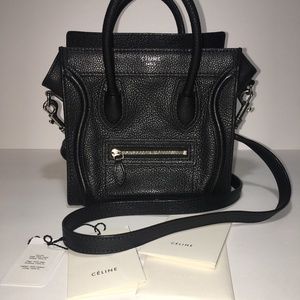 Celine - Black Calfskin Leather Nano Tote Bag